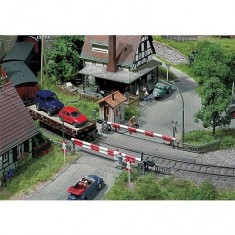 Modélisme ferroviaire HO : Passage à niveau 2 maisons
