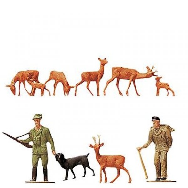 HO model making: Figures: Hunter, lumberjack, deer set - Faller-151024