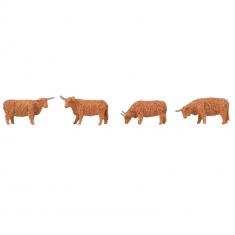 Modélisme HO Figurines : Vaches écossaises rouges