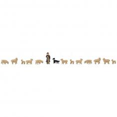 Figuras de fabricación de modelismo N : Pastor, perro y oveja