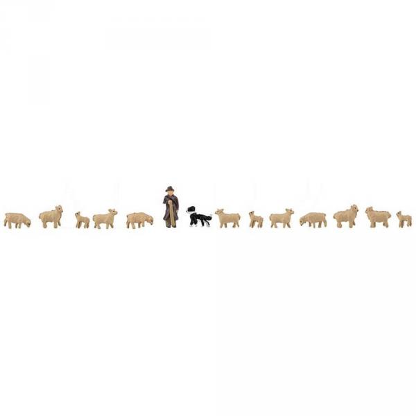 Modélisme N : figurines : Berger, chien et moutons - Faller-F155901