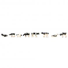 Noch 45721 – Lot De 7 Figurines Vaches Blanches/noires – Modélisme Ferroviaire – Échelle HO