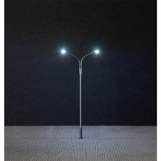Modélisme HO :  Éclairage public LED, lampadaire, deux bras