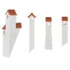 HO model: 4 brick crown chimneys