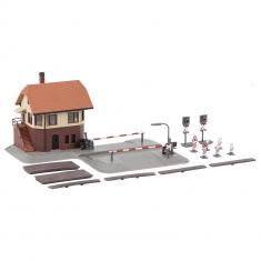 Model railway N : Level crossing with signal tower