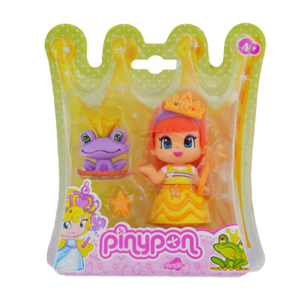 Poupée 7 cm Pinypon : Princesse robe jaune et grenouille - Famosa-700010257-20997