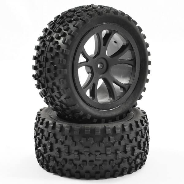 Fastrax 1/10e Mounted Cuboid Buggy Rear Tyres 10-Spoke - FAST0037B
