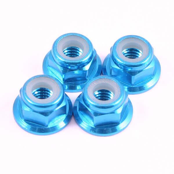 M4 Bleu Flanged Locknuts 4Pcs  - FTM4BF