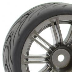 Fastrax 1:10e Street/Tread Tyre 20Sp Gun Metal Wheel