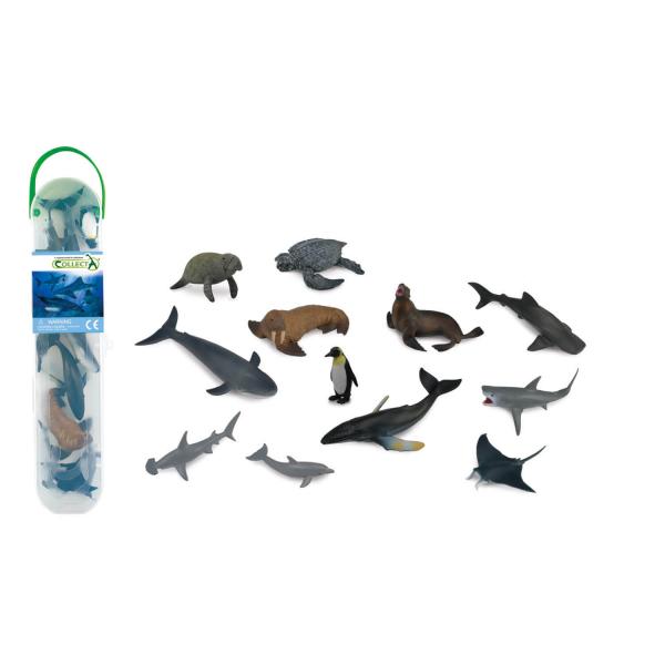  Figuras de animales marinos: Juego de 12 mini figuras de animales marinos - Collecta-COL89107