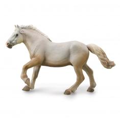  Figura de caballo XL: Semental de tiro americano color crema
