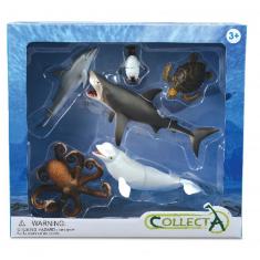 Set de 6 figuras de animales marinos.