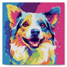Mini Paint by numbers Dog Abstract Pop Art - already stretched on a wooden frame