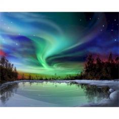 Paint by numbers Aurora borealis and Lake - without frame
