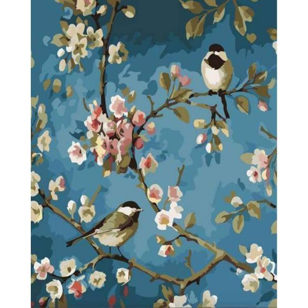 Peinture au numéro : Fleurs et Oiseaux - toile tendue sur châssis - FiguredArt-PN1697-Y
