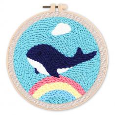 Punch Needle Kit - The Blue Whale - with circular frame