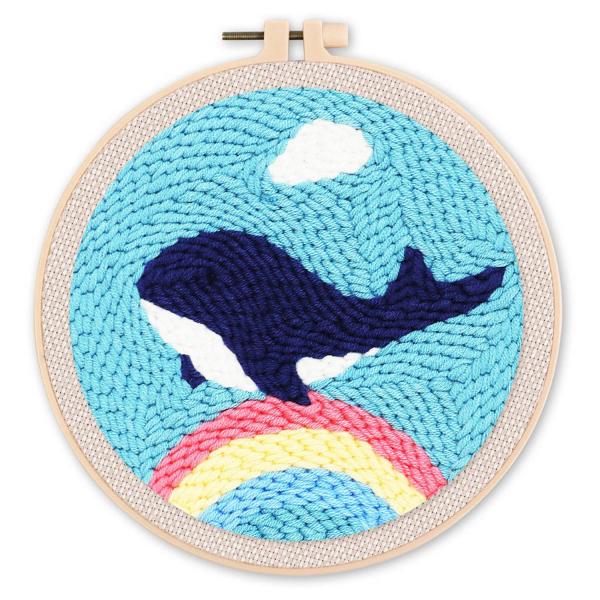 Punch Needle : La Baleine bleue  - avec cadre - FiguredArt-CD0007