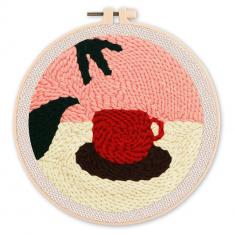 Punch Needle Kit - Hot Chocolate - with circular frame