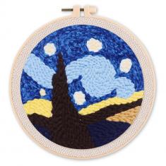 Punch Needle Kit - Beautiful Starry Night - with circular frame
