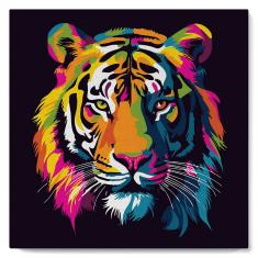 Mini peinture au numéro : Tigre Abstrait Pop Art  - toile tendue sur chassis