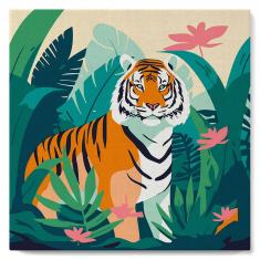 Mini Paint by numbers Tropical Bengal Tiger - already stretched on a wooden frame