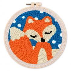 Punch Needle Kit - Fox in the Snow - with circular frame