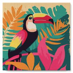 Mini Paint by numbers Tropical Toucan - already stretched on a wooden frame