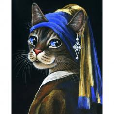 Paint by numbers Cat with the Pearl Earring - already stretched on a wooden frame