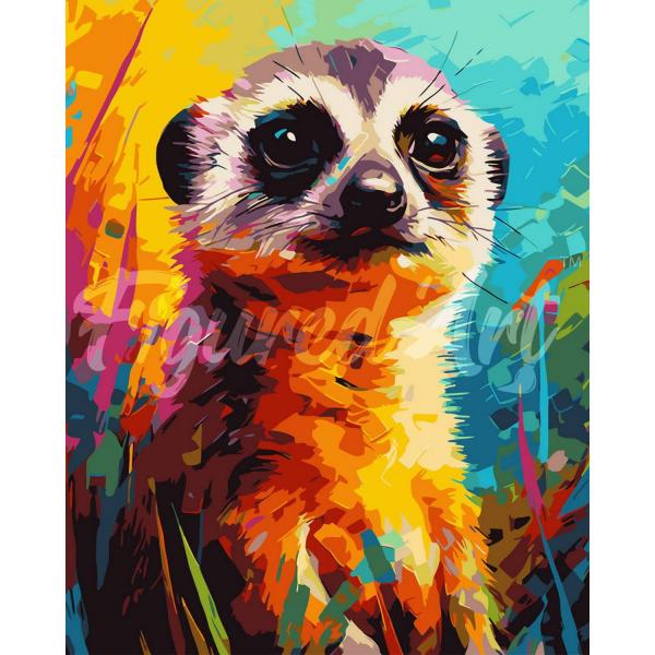 Peinture au numéro : Suricate Coloré Abstrait - toile tendue sur châssis - FiguredArt-FA10203-Y