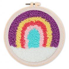 Punch Needle Kit - Pastel Rainbow - with circular frame