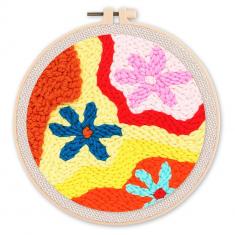 Punch Needle Kit - Flowers in Fall - with circular frame