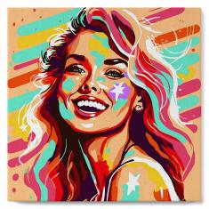 Mini Malen nach Zahlen - Schöne Blondine Pop Art - mit Rahmen