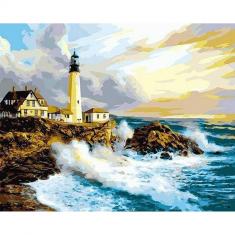 Peinture au numéro : Tempête près du Phare  - sans châssis en bois