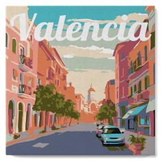 Mini Paint by numbers Travel Poster Valencia - already stretched on a wooden frame