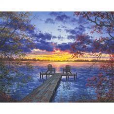 Paint by numbers Pontoon at Sunset - already stretched on a wooden frame