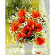 Paint by numbers Red Flowers and Daisies - without frame