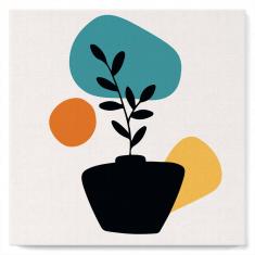 Mini Paint by numbers Abstract Plant Pot Set 3 of 3 - already stretched on a wooden frame