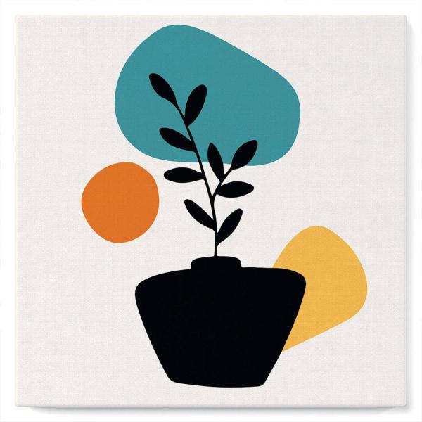 Mini Paint by numbers Abstract Plant Pot Set 3 of 3 - already stretched on a wooden frame - FiguredArt-SFA031-Y