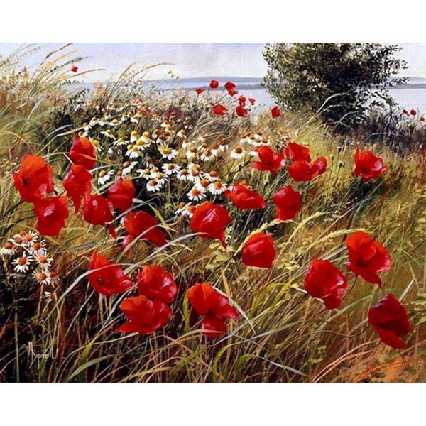 Peinture au numéro : Fleurs champêtres  - sans châssis en bois - FiguredArt-PN3021