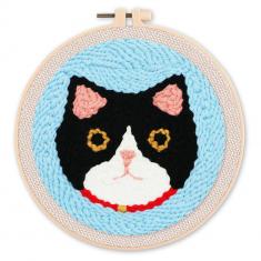 Punch Needle Kit - Cat's Head - with circular frame