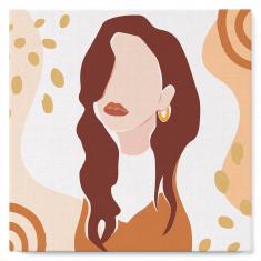 Mini Paint by numbers Abstract Thoughtful woman - already stretched on a wooden frame