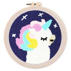 Punch Needle Kit - Enchanting Unicorn - with circular frame