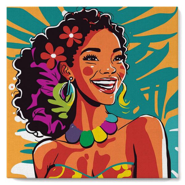Mini peinture au numéro : Femme des Îles Pop Art  - toile tendue sur chassis - FiguredArt-SFA124-Y