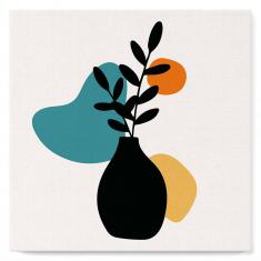 Mini Paint by numbers Abstract Plant Pot Set 2 of 3 - already stretched on a wooden frame