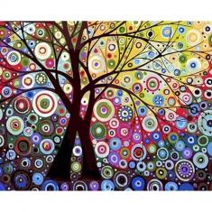 Peinture au numéro : Arbre effet vitrail - toile tendue sur châssis