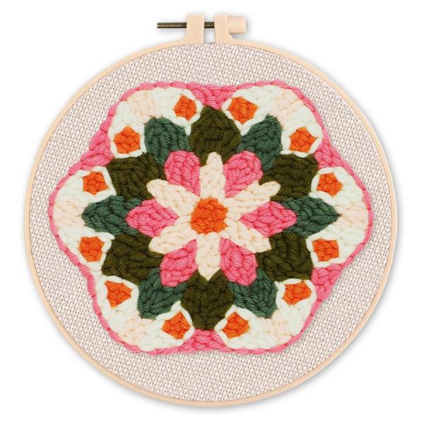 Punch Needle : Couronne de Fleurs  - avec cadre - FiguredArt-CD0064