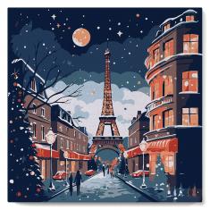 Mini peinture au numéro : Noël à Paris  - toile tendue sur chassis