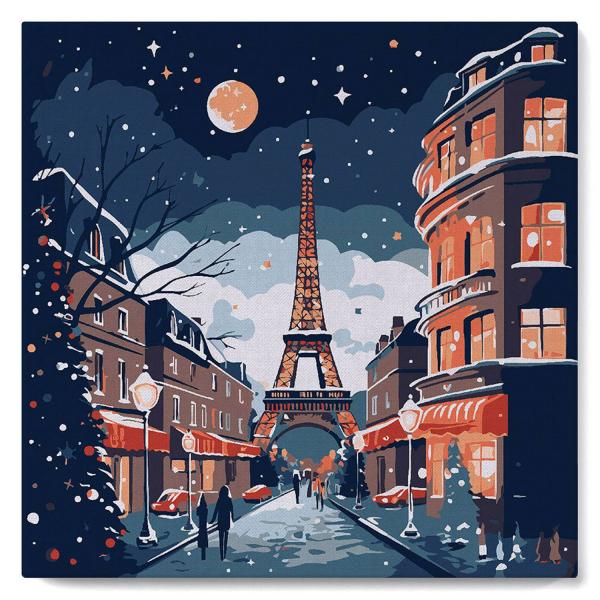 Mini peinture au numéro : Noël à Paris  - toile tendue sur chassis - FiguredArt-SFA210-Y