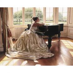 Peinture au numéro : Ambition d'une jeune pianiste  - sans châssis en bois