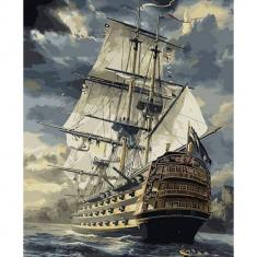 Peinture au numéro : Galion Océan  - sans châssis en bois